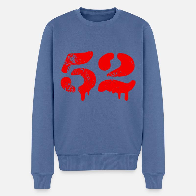 52 Zahl Symbol - Männer Premium Bio Pullover - Taubenblau