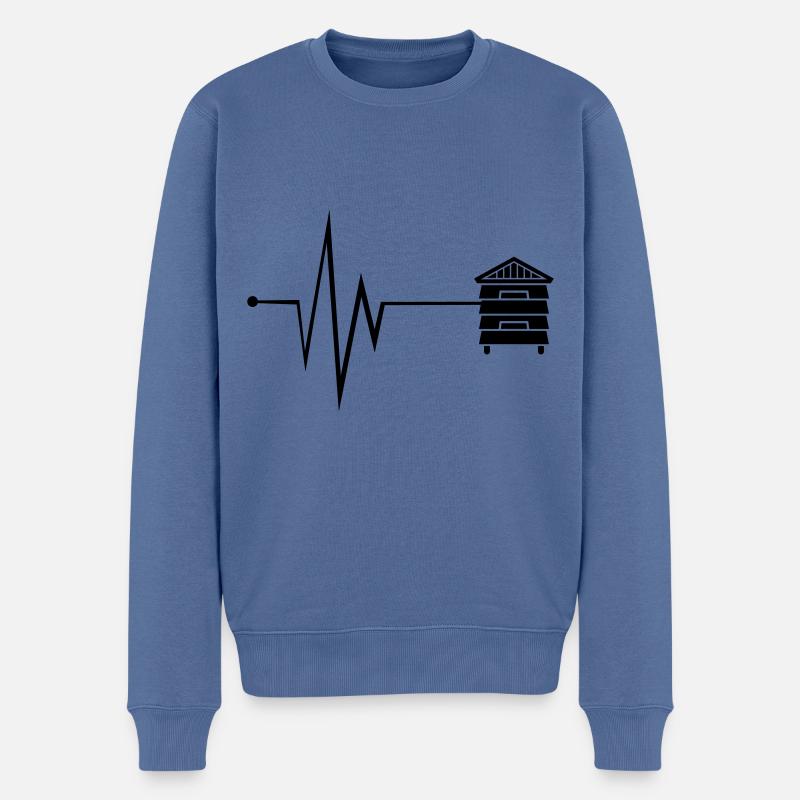 Honig Puls - Männer Premium Bio Pullover - Taubenblau