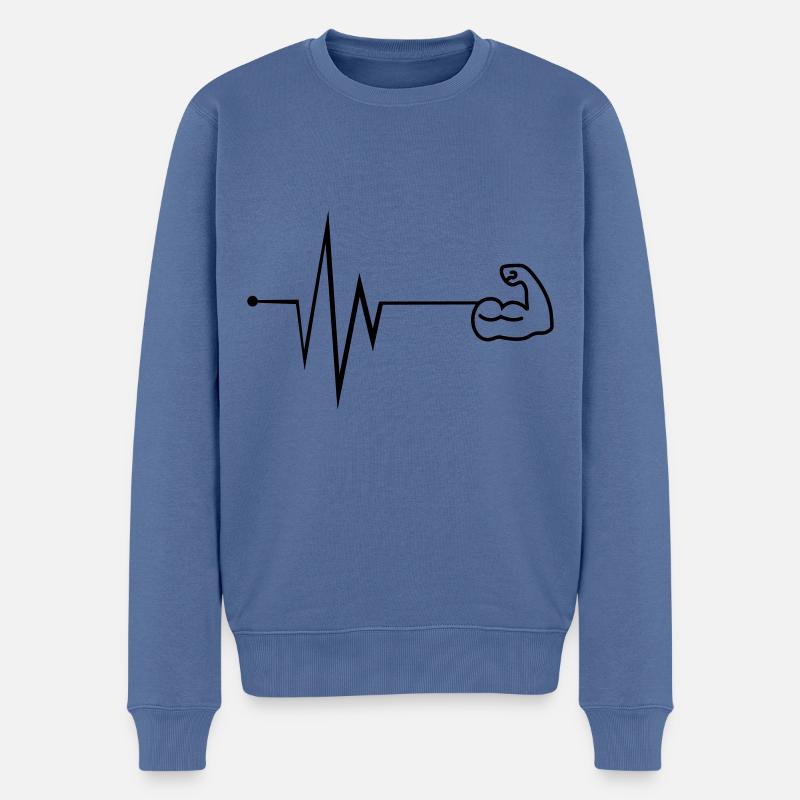 Muscles dumbbell pulse - Men's Premium Organic Jumper - stone blue