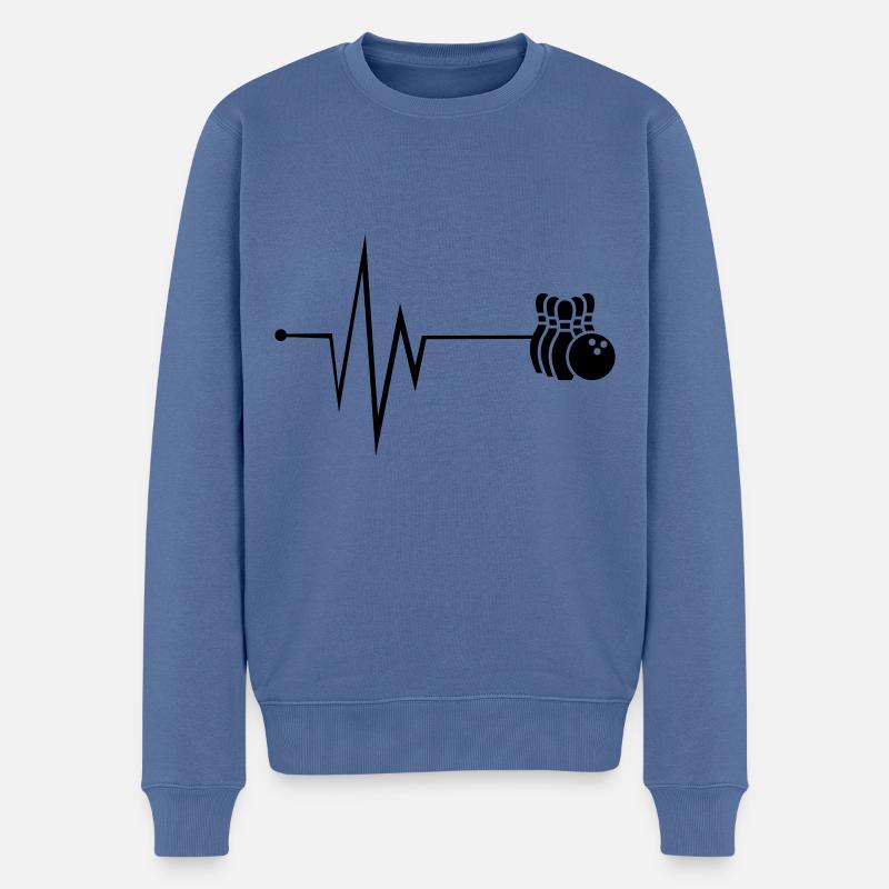 Kegeln Puls Icon - Männer Premium Bio Pullover - Taubenblau