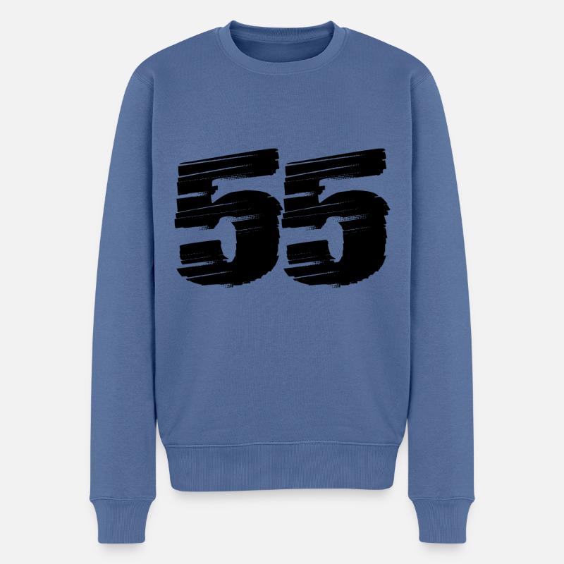 55 Zahl Trikot - Männer Premium Bio Pullover - Taubenblau