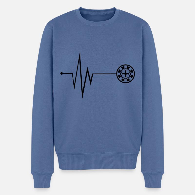 Symbole roulette Pulse - Pull Premium bio Homme - bleu pigeon