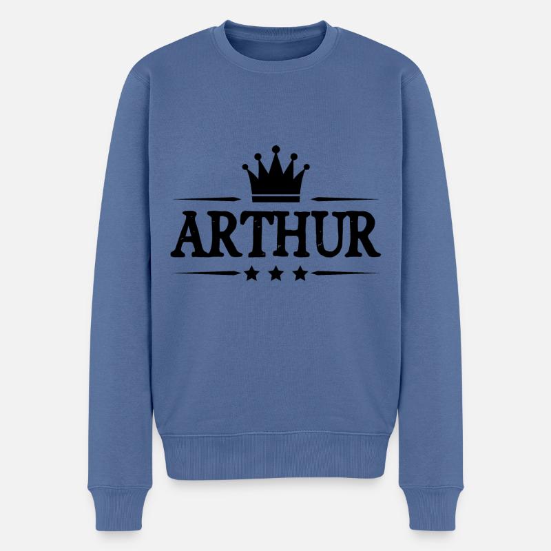 Arthur - Männer Premium Bio Pullover - Taubenblau