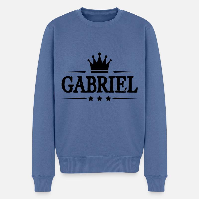 Gabriel - Männer Premium Bio Pullover - Taubenblau