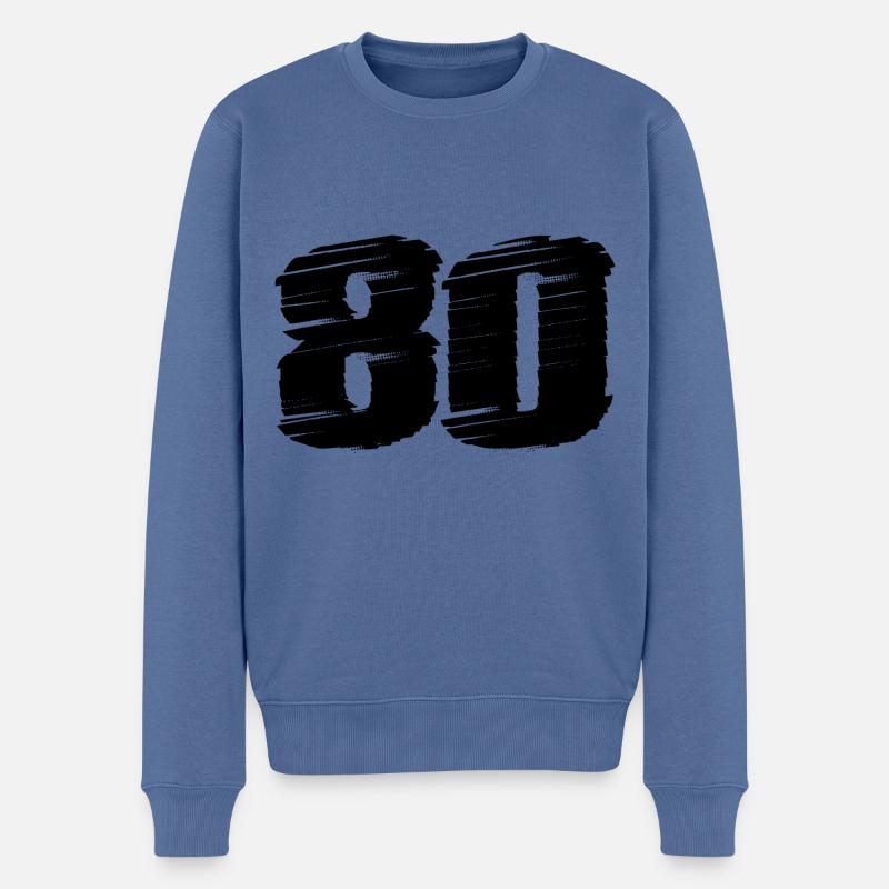 80 Zahl Trikot - Männer Premium Bio Pullover - Taubenblau
