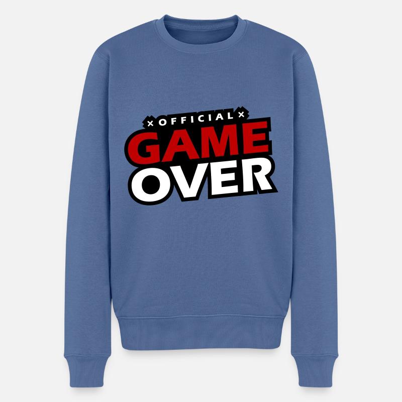 Game Over Slogan - Pull Premium bio Homme - bleu pigeon