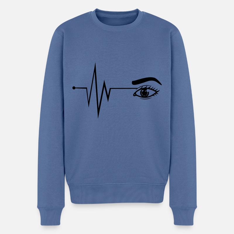 Pouls de symbole oculaire - Pull Premium bio Homme - bleu pigeon