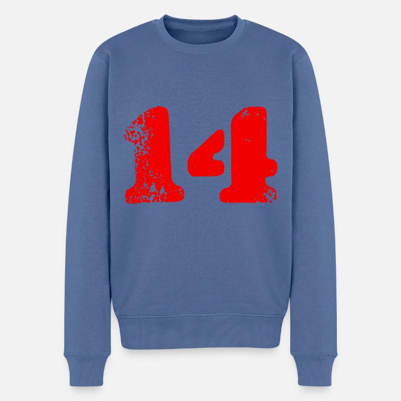 14 Symbole numérique - Pull Premium bio Homme - bleu pigeon