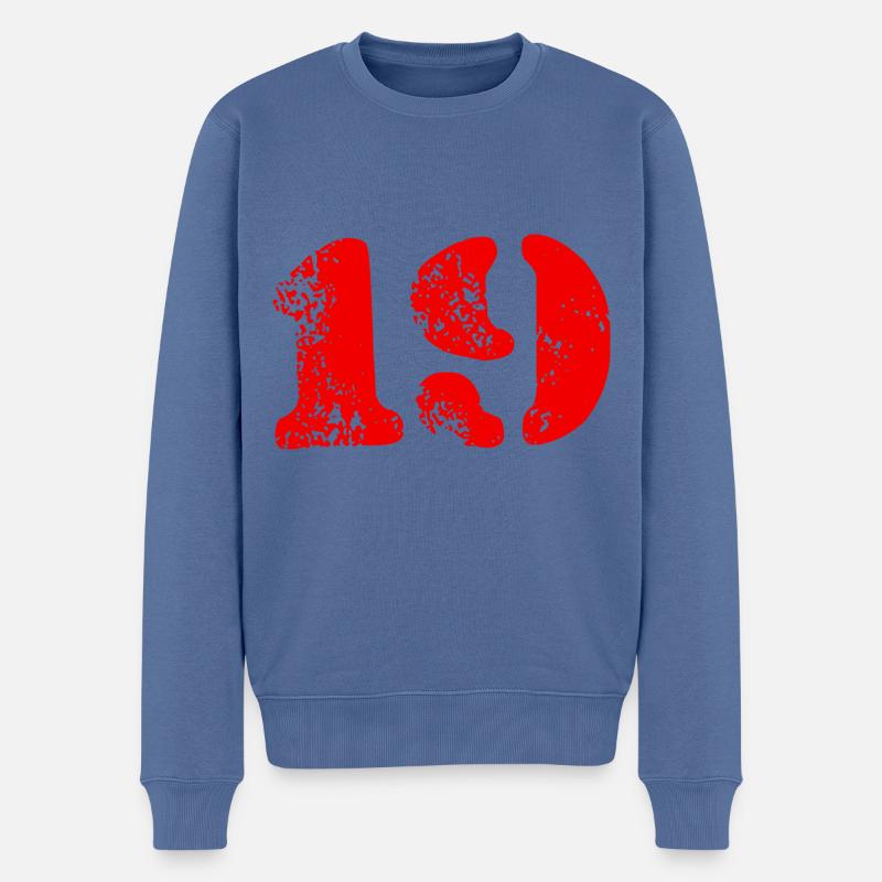 19 Symbole numérique - Pull Premium bio Homme - bleu pigeon