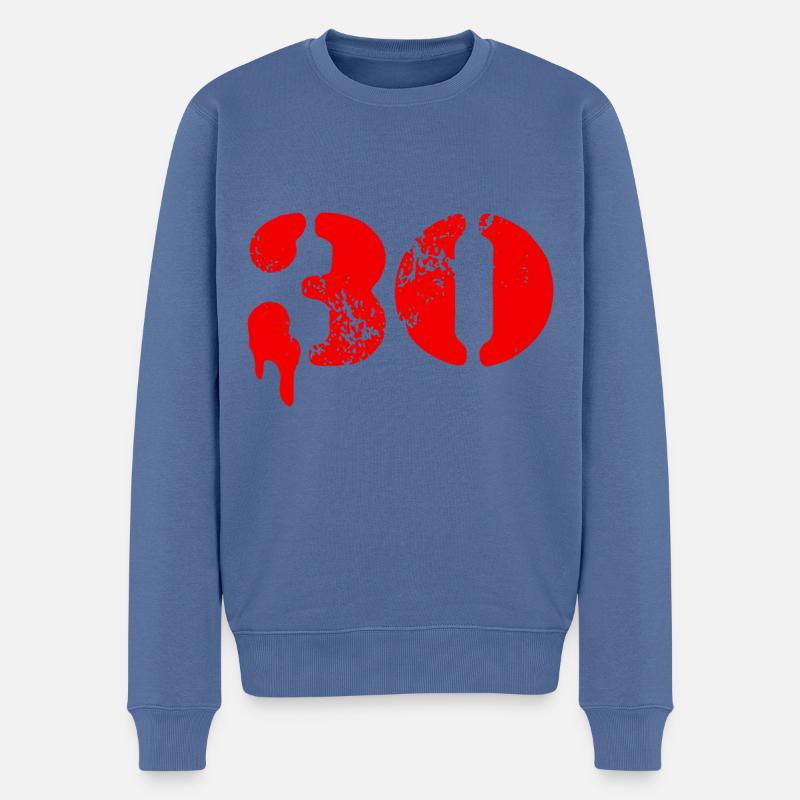 30 Zahl Symbol - Männer Premium Bio Pullover - Taubenblau