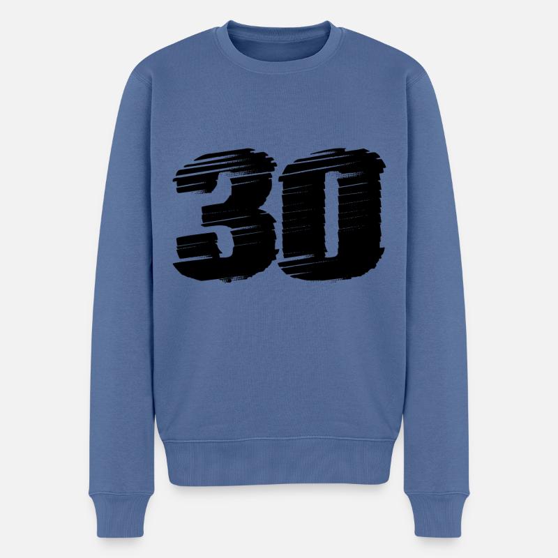 30 Zahl Trikot - Männer Premium Bio Pullover - Taubenblau