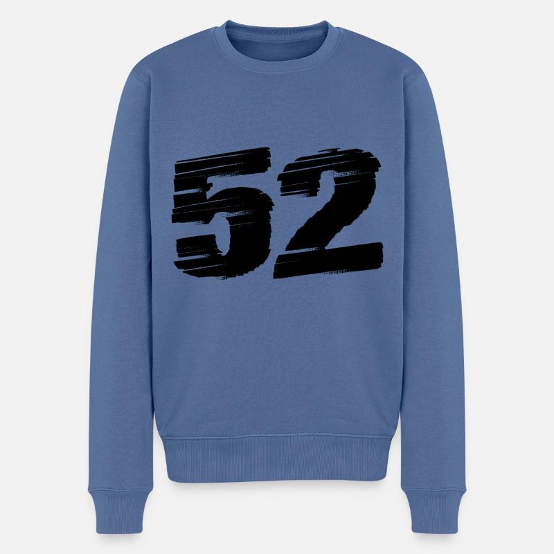 52 Zahl Trikot - Männer Premium Bio Pullover - Taubenblau