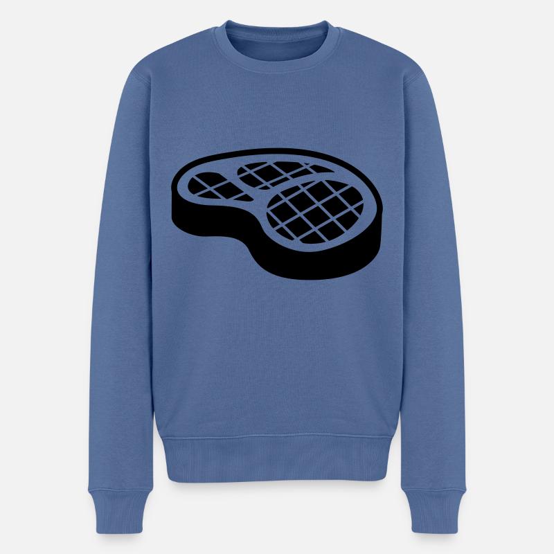 Fleisch steak symbol - Männer Premium Bio Pullover - Taubenblau