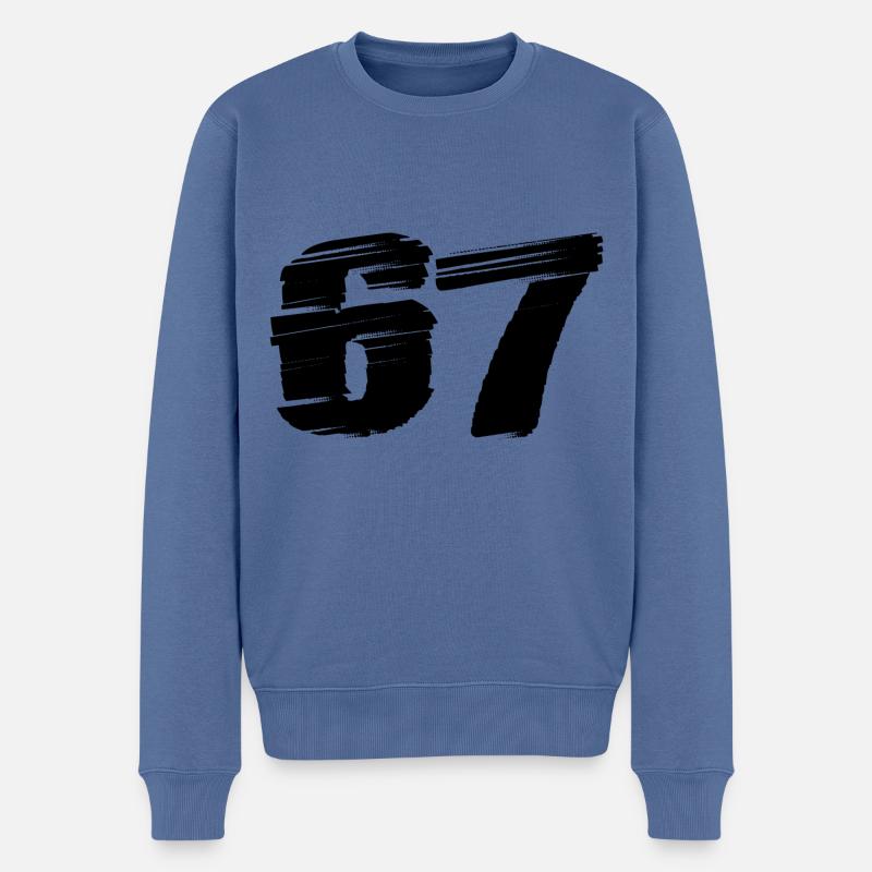 67 Zahl Trikot - Männer Premium Bio Pullover - Taubenblau