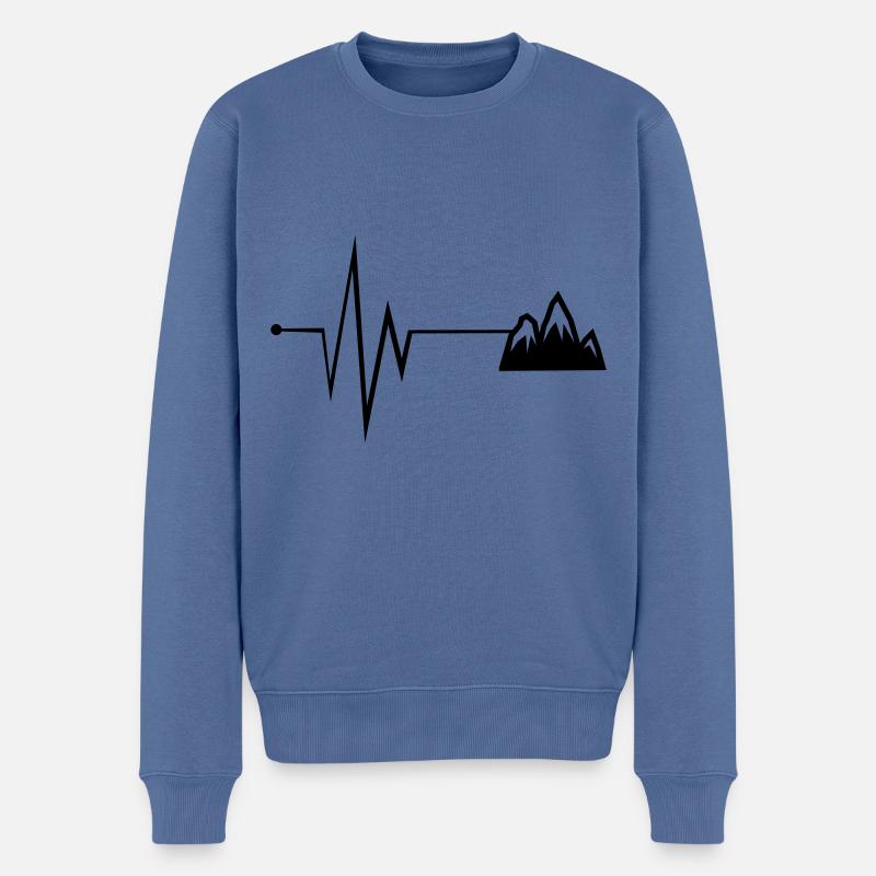Mountains Puls Natur - Männer Premium Bio Pullover - Taubenblau