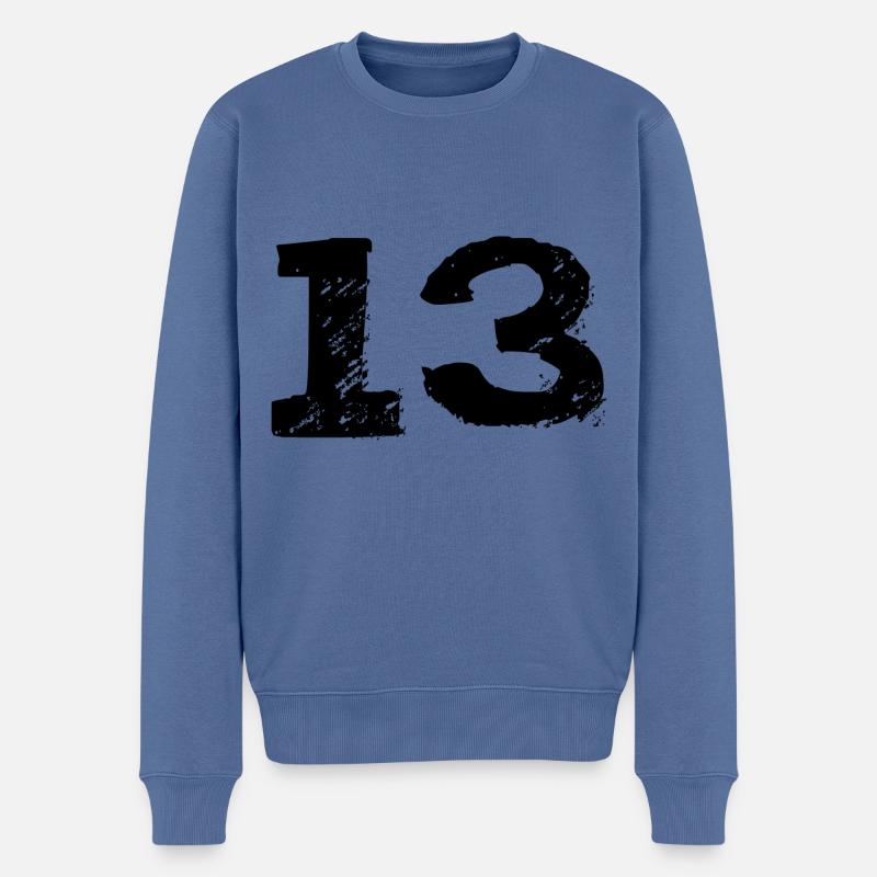 13 Zahl Trikot - Männer Premium Bio Pullover - Taubenblau