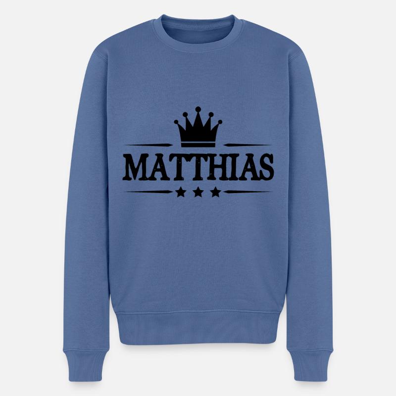 Matthias - Männer Premium Bio Pullover - Taubenblau