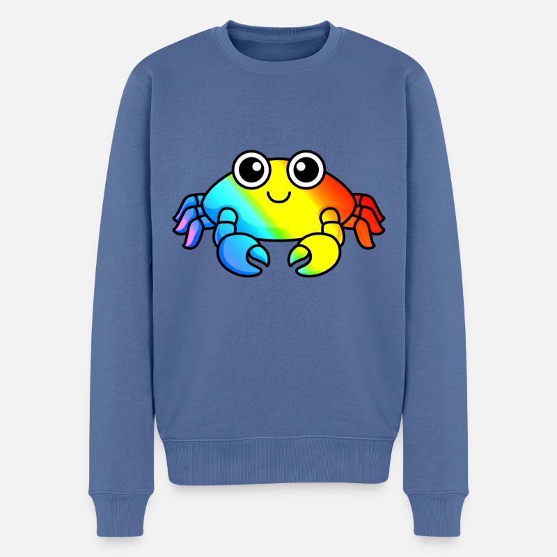 Krabbe Comic Tier - Männer Premium Bio Pullover - Taubenblau