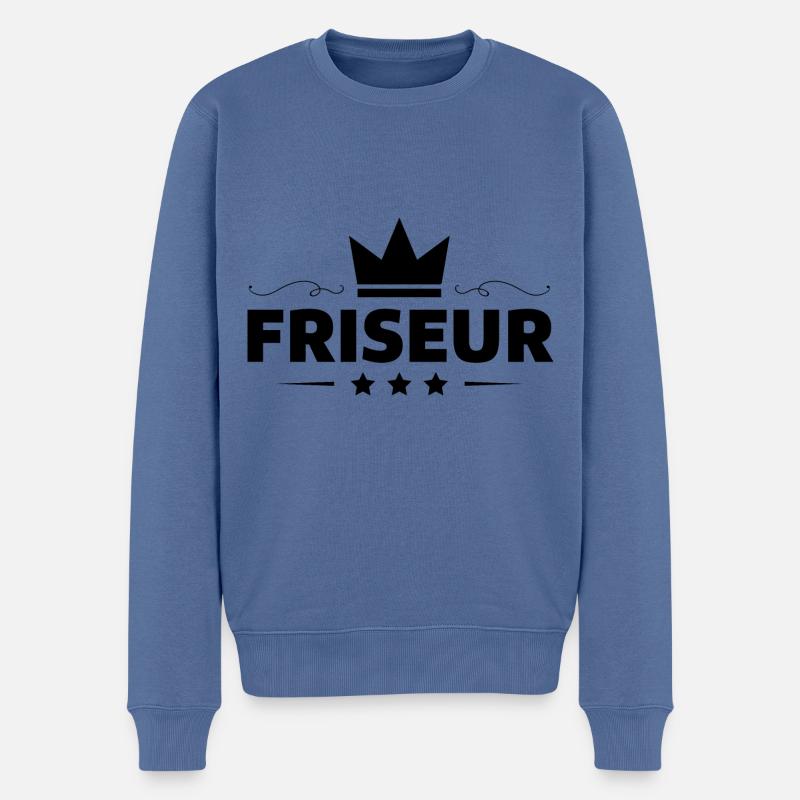 Friseur Beruf - Männer Premium Bio Pullover - Taubenblau