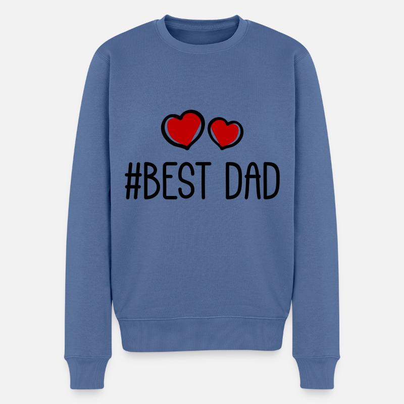 Meilleur Papa Coeurs Amour - Pull Premium bio Homme - bleu pigeon