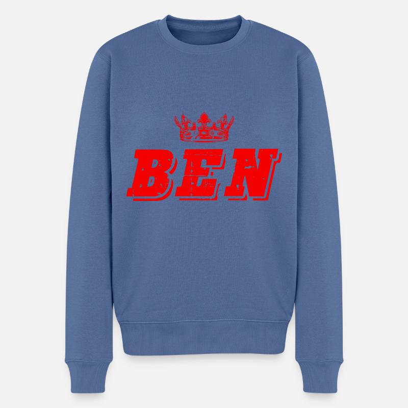 Ben - Männer Premium Bio Pullover - Taubenblau