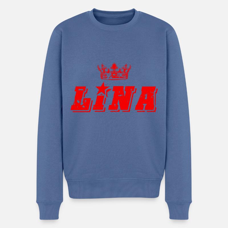 Lina - Männer Premium Bio Pullover - Taubenblau
