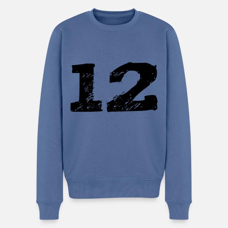 12 Zahl Trikot - Männer Premium Bio Pullover - Taubenblau