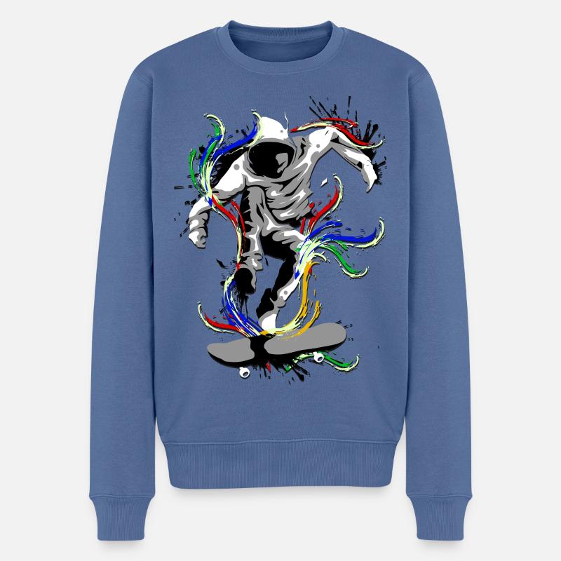Skate - Skateboard - Skateboarder - Pull Premium bio Homme - bleu pigeon