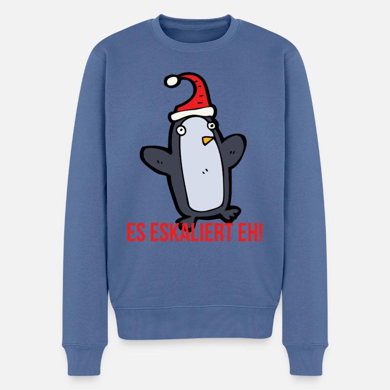 Es eskaliert eh! - Männer Premium Bio Pullover - Taubenblau