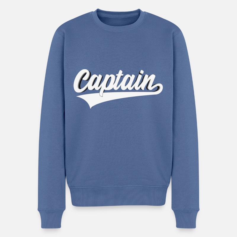 KAPITÄN 3D CAPTAIN SWOOSH - Männer Premium Bio Pullover - Taubenblau
