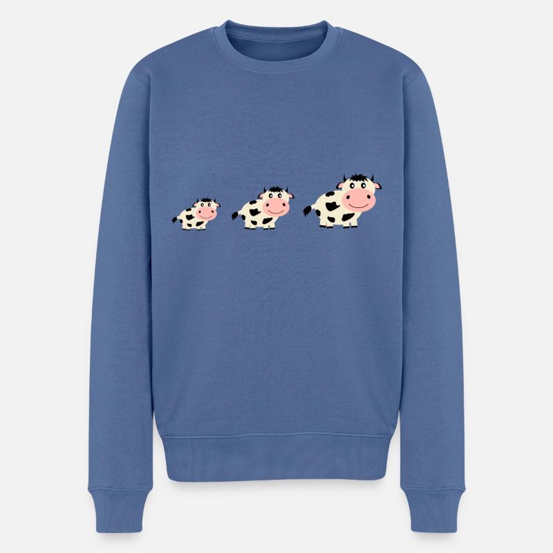 Kuh Kühe Comic - Männer Premium Bio Pullover - Taubenblau