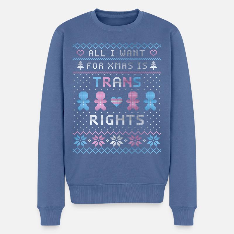 Ugly Xmas Sweater Trans rights - Männer Premium Bio Pullover - Taubenblau