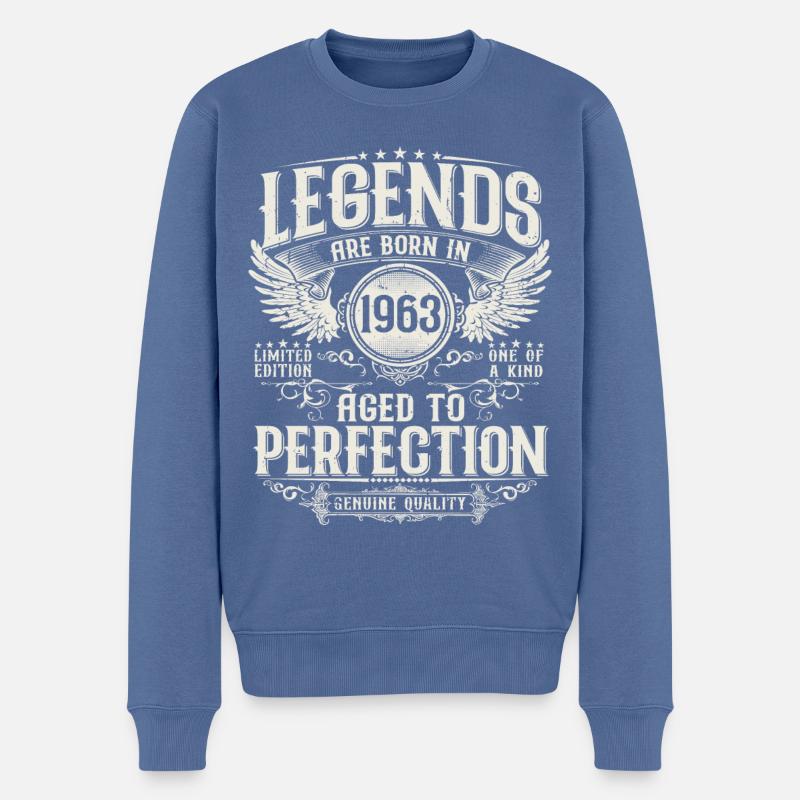 Millésime 1963 Born Legends Cadeau d’anniversaire - Pull Premium bio Homme - bleu pigeon