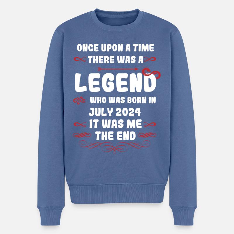 Es war einmal eine Legende. Juli 2024 Geburtstag - Männer Premium Bio Pullover - Taubenblau