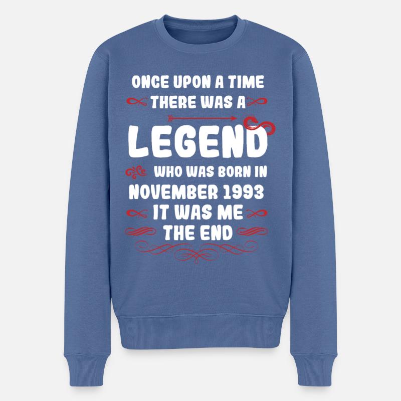 Es war einmal eine Legende. November 1993 Geburtst - Männer Premium Bio Pullover - Taubenblau