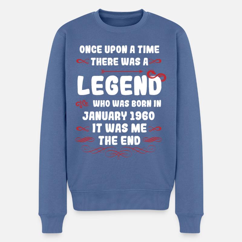 Es war einmal eine Legende. Januar 1960 Geburtstag - Männer Premium Bio Pullover - Taubenblau