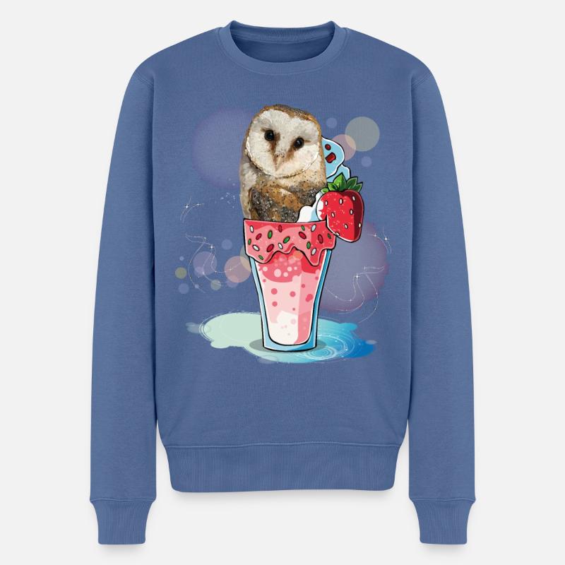 Eule - Männer Premium Bio Pullover - Taubenblau