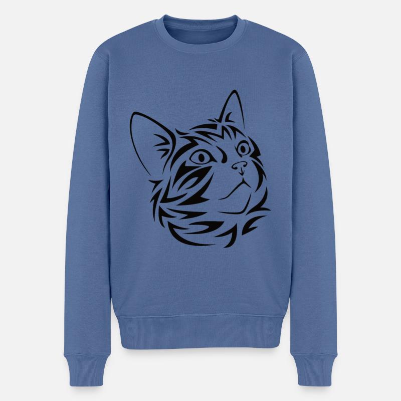 Katzenkopf Katzen chats chat - Pull Premium bio Homme - bleu pigeon