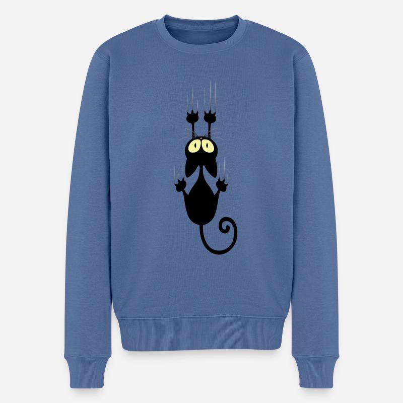 Chat chats rayures noël - Pull Premium bio Homme - bleu pigeon