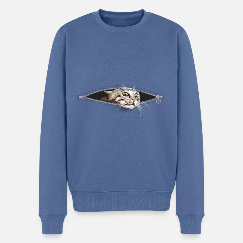 Katze Katzen - Männer Premium Bio Pullover - Taubenblau