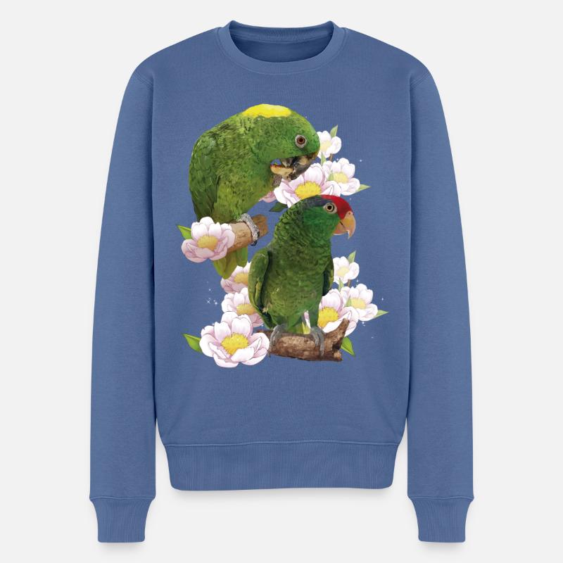 Papageien - Männer Premium Bio Pullover - Taubenblau