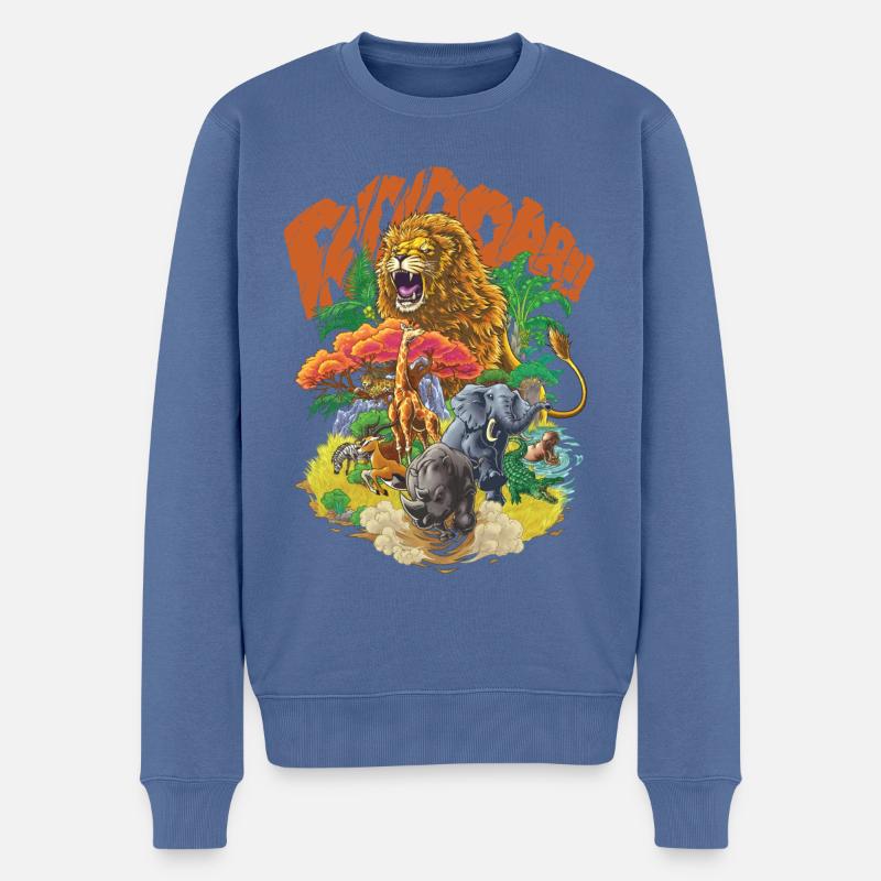 Animaux de la Savane #2 - Pull Premium bio Homme - bleu pigeon