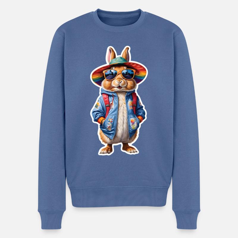 Lapin de Pâques coloré, mignon et mignon pour Pâques - Pull Premium bio Homme - bleu pigeon