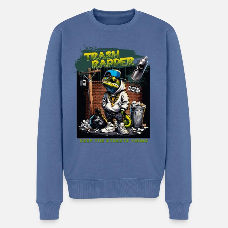 TRASH RAPPER Eidechse - Männer Premium Bio Pullover - Taubenblau