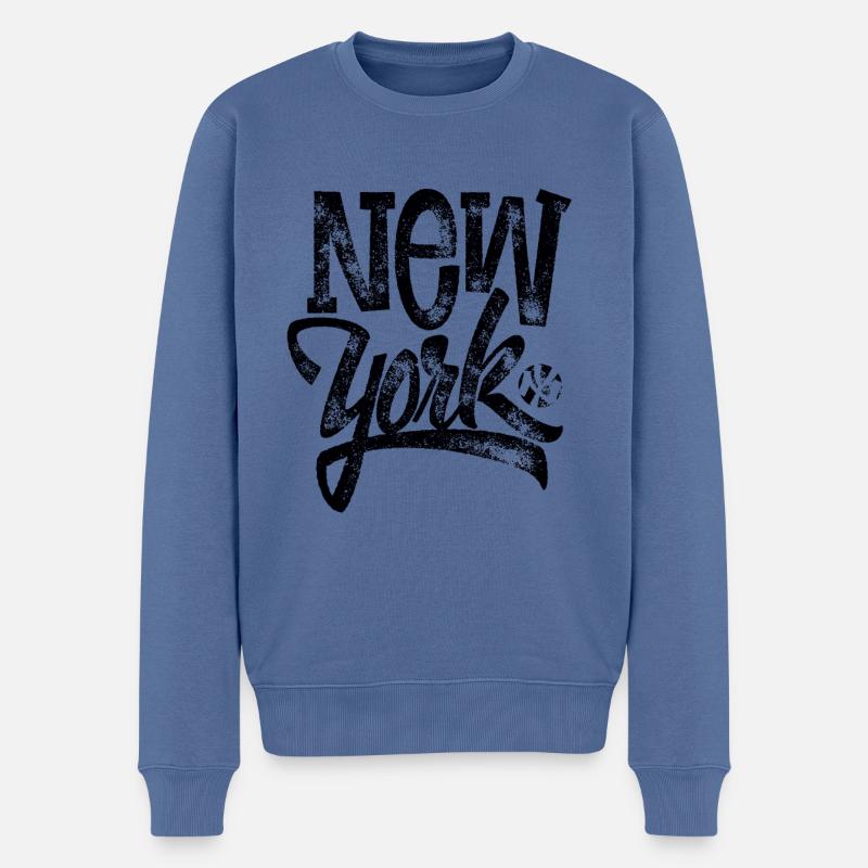 Beunruhigtes New York - Männer Premium Bio Pullover - Taubenblau