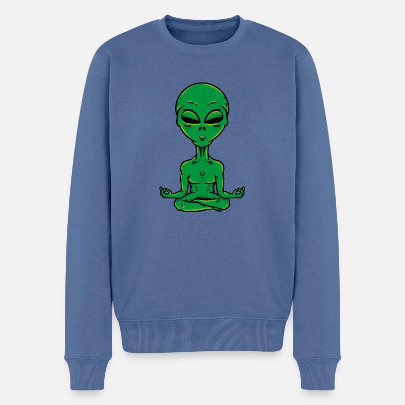 Alien meditieren - Spiritueller Außerirdischer - Männer Premium Bio Pullover - Taubenblau