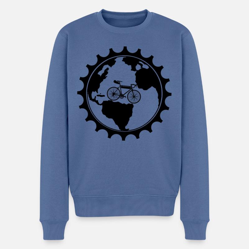 Tour du monde à vélo - Pull Premium bio Homme - bleu pigeon