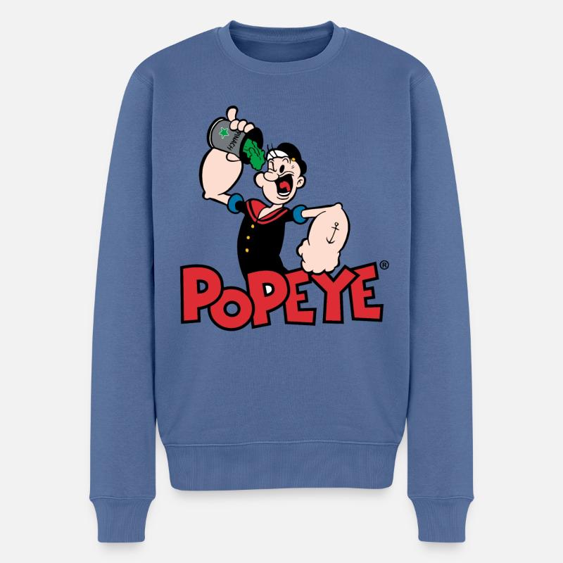 Logo Popeye Mangeant Des Épinards - Pull Premium bio Homme - bleu pigeon