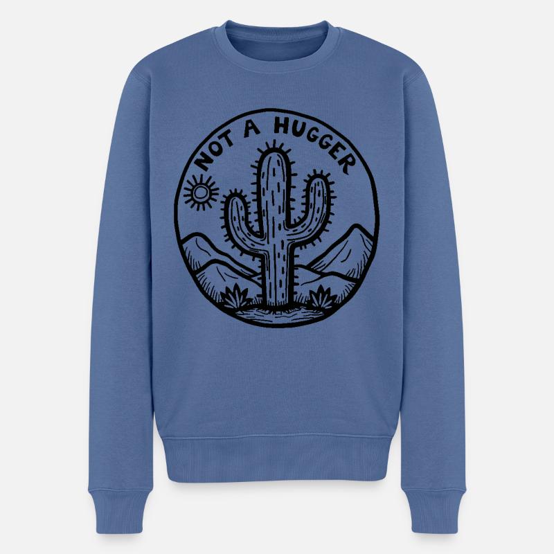 Kaktus - Pas un câlin - Pull Premium bio Homme - bleu pigeon