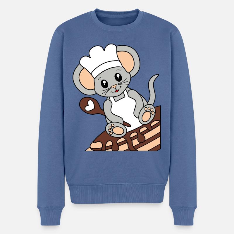 Mäusekoch auf Pfannkuchen - Männer Premium Bio Pullover - Taubenblau